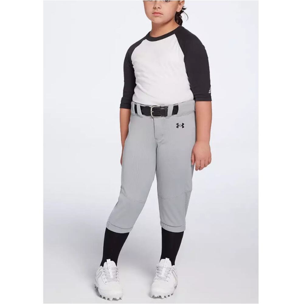 Under Armour Girls' Gray Vanish Softball Cropped Pants Size YL